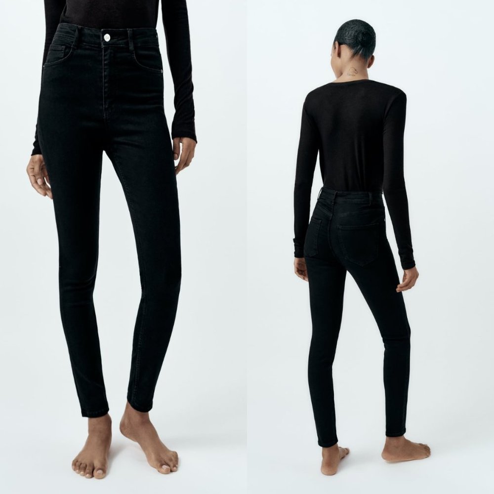 ZARA Women's Size 6 Black Wash Skinny Leg Vintage Jeans High Waisted Hi Rise S